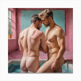 The Gay Love at Pool Canvas Print