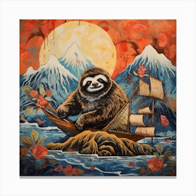 Sloth On A Boat Canvas Print