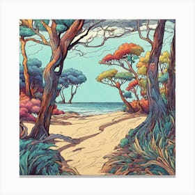 Nice Colours Drawing Trees On Beach 231462094 Canvas Print
