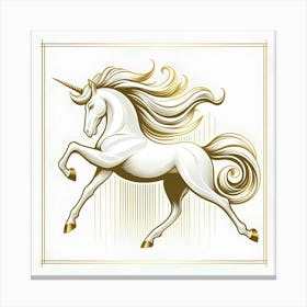 Unicorn With Golden Mane Canvas Print