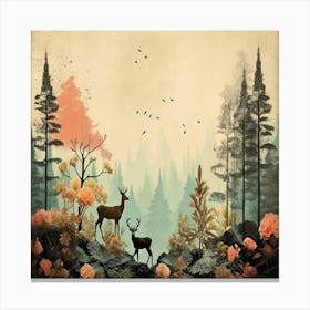 Deer In The Forest Canvas Print