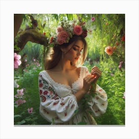 lady in forest Canvas Print