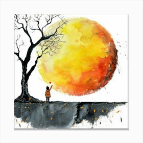 Moon And The Tree Canvas Print