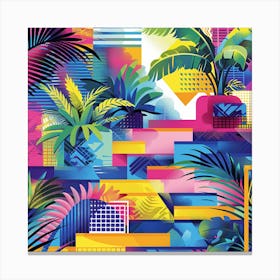 Tropical Plants And Palm Trees Canvas Print