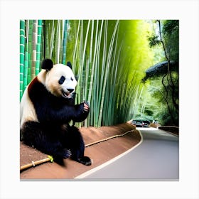 Panda Bear In Bamboo Forest 6 Canvas Print