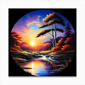 Sunset Over A River1 Canvas Print