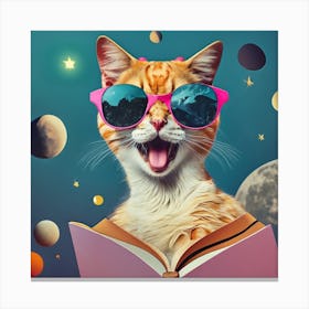 Cat Reading A Book Canvas Print