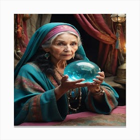 Woman Holding A Crystal Ball 1 Canvas Print