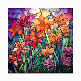 Stained Glass Lilies Canvas Print