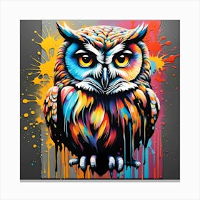 Owl With Splatters Canvas Print