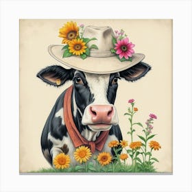 Cow In Hat 5 Canvas Print