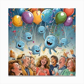 A party with balloons abstract art Canvas Print