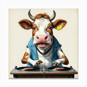 Cow Dj Canvas Print