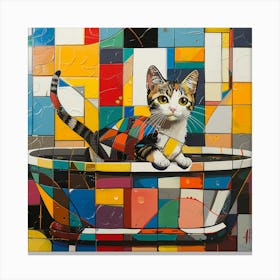 Cat In A Tub Canvas Print