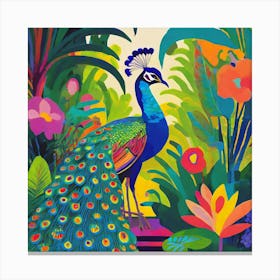 Peacock In The Jungle 8 Canvas Print