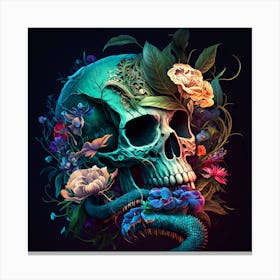 Floral Fantasy Skull Canvas Print