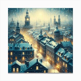 Christmas City At Night Canvas Print
