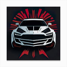 Car Red Artwork Of Graphic Design Flat (48) Canvas Print