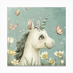 Unicorn In The Meadow Canvas Print