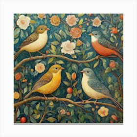 Birds On A Branch Art 3 Canvas Print