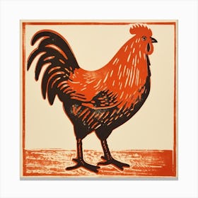 Retro Bird Lithograph Chicken 6 Canvas Print