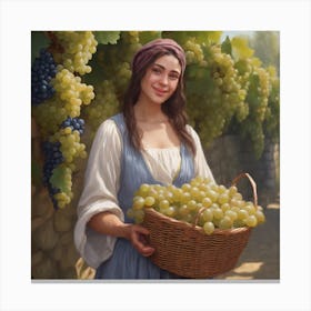 Girl With A Basket Of Grapes Canvas Print