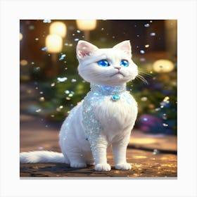 White Cat With Blue Eyes Canvas Print