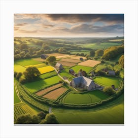 Sunrise Over A Cornish Village Canvas Print