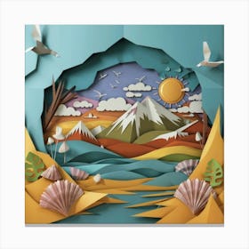 Nice Landscape In Paper Art Work 9 Canvas Print