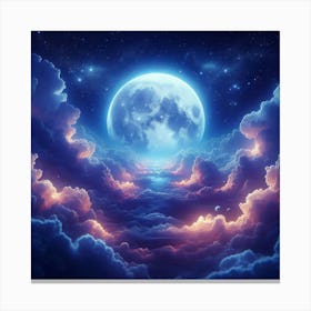 Full Moon In The Clouds Canvas Print