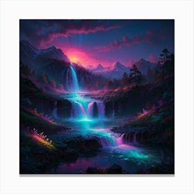 Waterfall At Night 15 Canvas Print