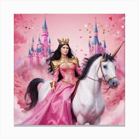 Princess On A Unicorn Canvas Print