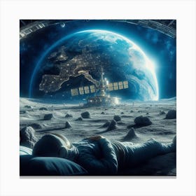 Astronaut Sleeping On The Moon 1 Canvas Print