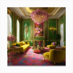 Futuristic Beautiful French Mansion Interior Sitti (11) Canvas Print