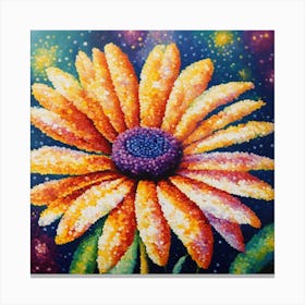 Pointillist on canvas "Flower of Daisies" 3 Canvas Print