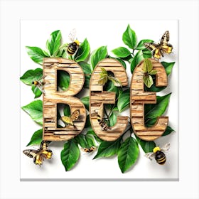 Bees On A Wooden Letter Canvas Print