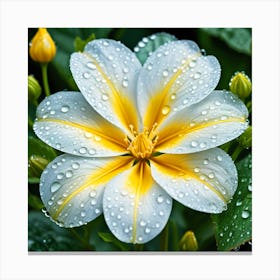 White Flower With Raindrops Canvas Print