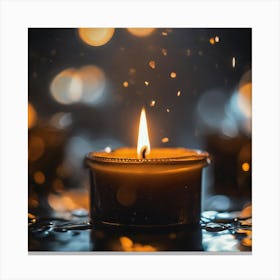 Candle On A Table Canvas Print