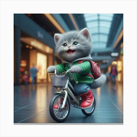 Kitty On A Bike Canvas Print