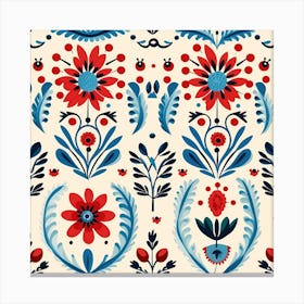 Floral Seamless Folk Art 1 Canvas Print