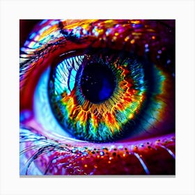 Rainbow Eye Human Close Up Pupil Iris Vision Gaze Look Stare Sight Close Macro Detailed (2) Canvas Print