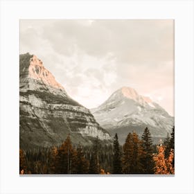 Gray Mountain Peaks Square Canvas Print