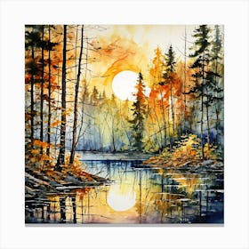 Sunset In The Forest 1 Canvas Print