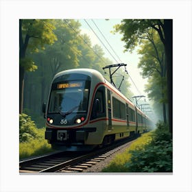 Modern Train Speeding Through A Forest With A Glass Roof And Windows 1 Canvas Print