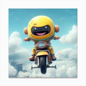 Cartoon Character Riding A Motorcycle Canvas Print