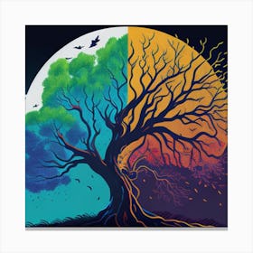 Half Colour Tree Canvas Print