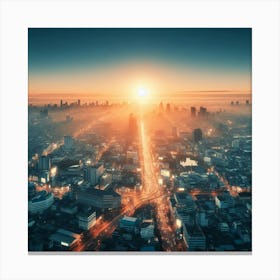 Sunrise Over A City Canvas Print