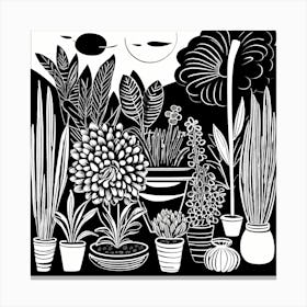 Lion cut inspired Black and white Garden plants & flowers art, Gardening art, Garden 223 Canvas Print