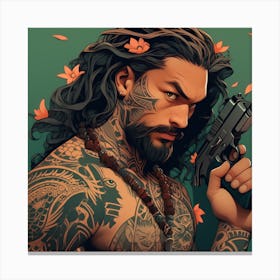 Hunzinator Jason Momoa With Tattoos Canvas Print