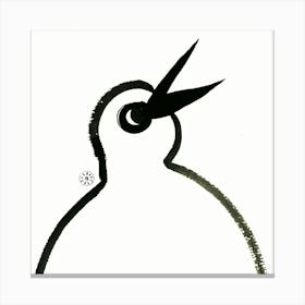 Angry Bird - square black and white minimal ink bird Canvas Print